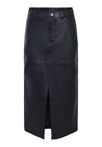 YAS Leather Midi YASMINA - Leren rok - black