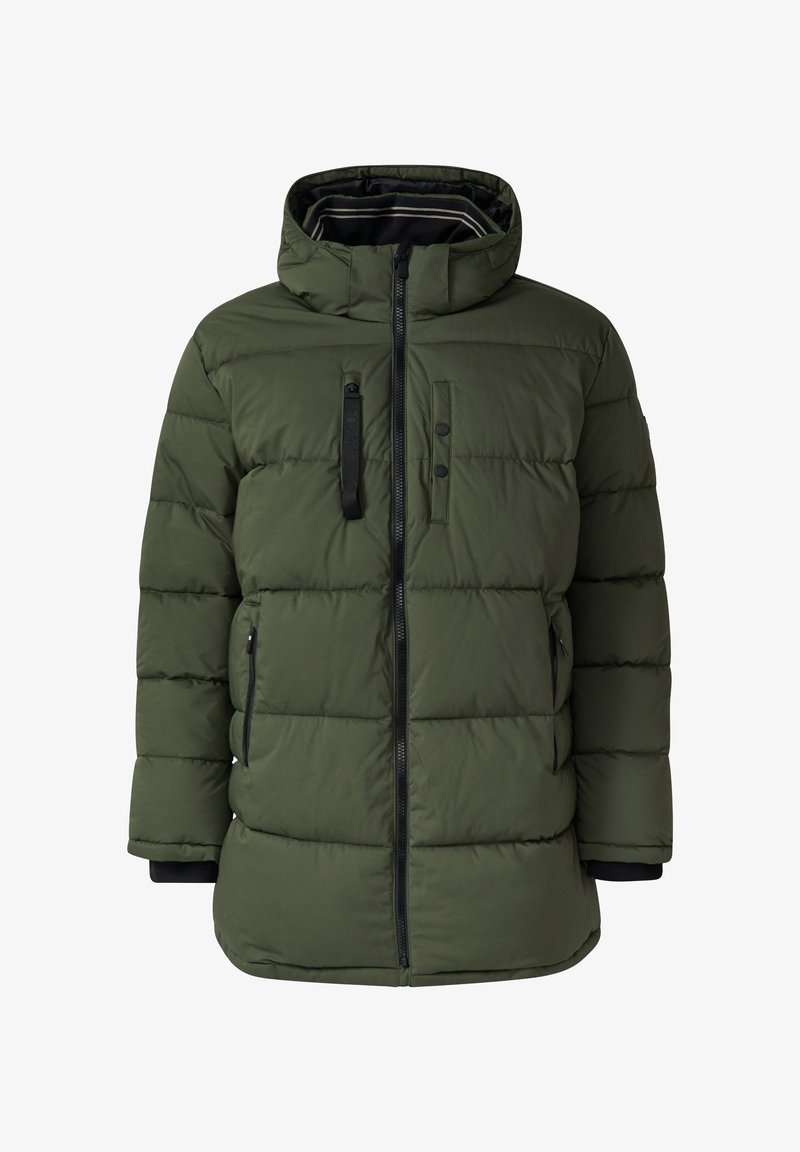 Zaļš pūkains jaka ar rāvējslēdzēju priekšā, augstu apkakli un elastīgām aprocēm. Iekļauj divas sānu kabatas un krūšu kabatu. Šūšanas raksta dizains.