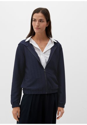 MET GESTRUCTUREERD MOTIEF - Zip-up sweatshirt - navy