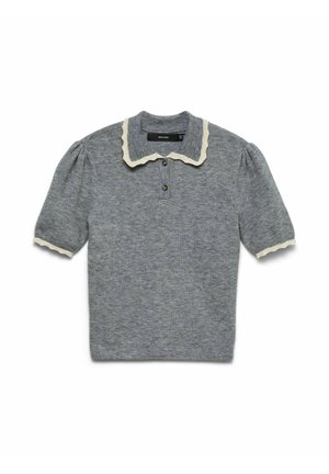 Vero Moda, KNITTED PULLOVER VMELLA KNITTED PULLOVER - Poloshirt - medium grey melange