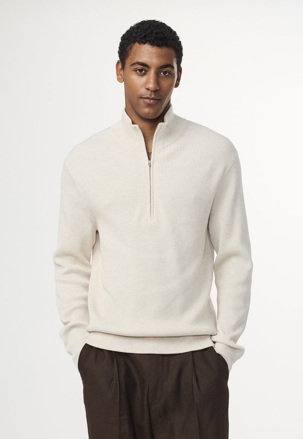 KEVIN ZIP MOCK - Strickpullover - ivory