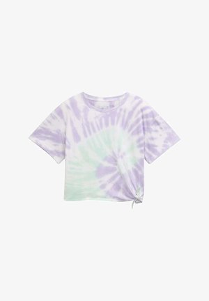 CROPPED MIT KNOTEN-DETAIL - T-Shirt print - lilac mint batik design