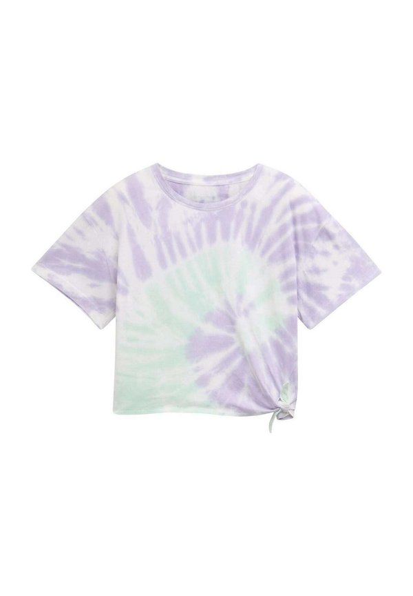 CROPPED MIT KNOTEN-DETAIL - T-Shirt print - lilac mint batik design