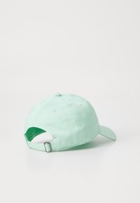 Myntegrønn bomull baseball caps med buet skygge, justerbar stropp bak og seks ventilasjonsøyer på toppen.