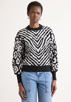 MIXED ANIMAL FLOCKD SWEATER - Džemper - ivory/black