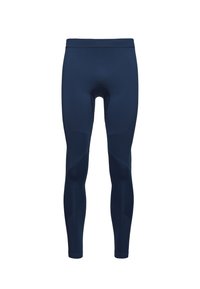 Navyblaue nahtlose Radsport-Tights mit gepolstertem Schrittbereich, entworfen für Komfort und Leistung.