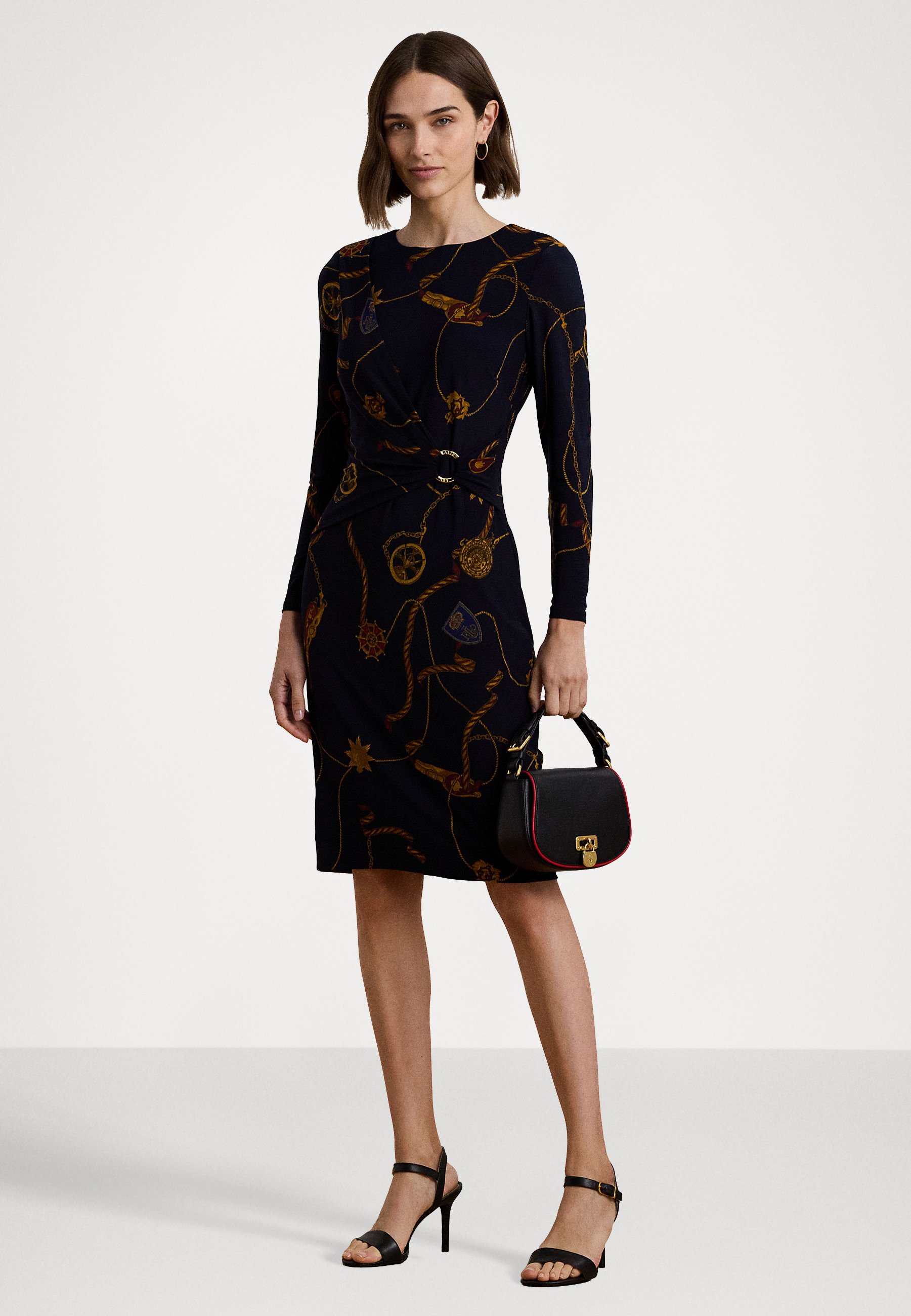 Lauren Ralph Lauren PRINT JERSEY THREE QUARTER SLEEVE DRESS
