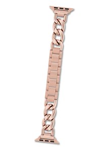 Bracciale in metallo color oro rosa con un design a catena robusta, caratterizzato da maglie alternate lisce e texturizzate, che termina con un attacco sicuro.
