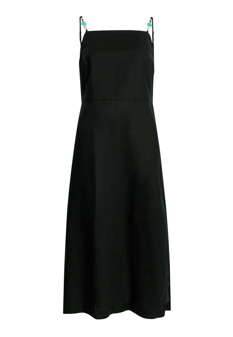 mini linen black dress Black Linen Square Neck Mini Dress main image 1