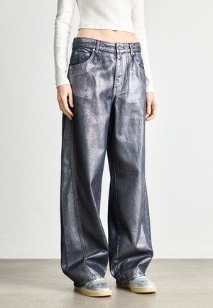 METALLIC CHRISTEL  - Wide leg - vintage blue/gun metal