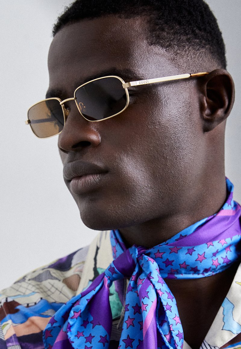 Gucci RECTANGULAR/SQUARED UNISEX - Lunettes de soleil - gold-coloured/brown