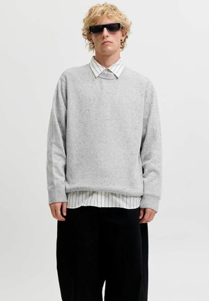 Jack & Jones, KNITTED PULLOVER PLAIN KNITTED PULLOVER - Pullover - light grey melange