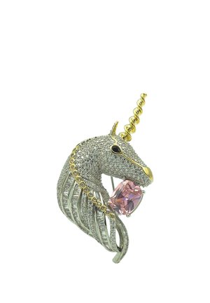 LOVELY UNICORN - Broche - silber-coloured/weiss/rosa