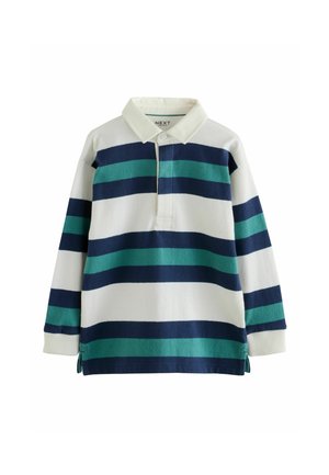 Next, RUGBY POLO SHIRT - Polo shirt - green ecru stripe