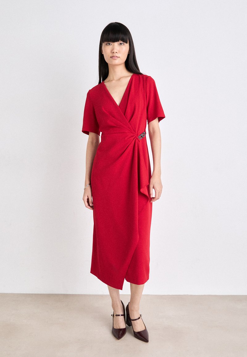 DKNY SURPLICE RUFFLE - Jersey dress - scarlet/red - Zalando.ie