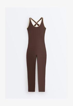 OYSHO COMFORTLUX LONG WITH PIPING 34174332 - Jumpsuit - mottled brown