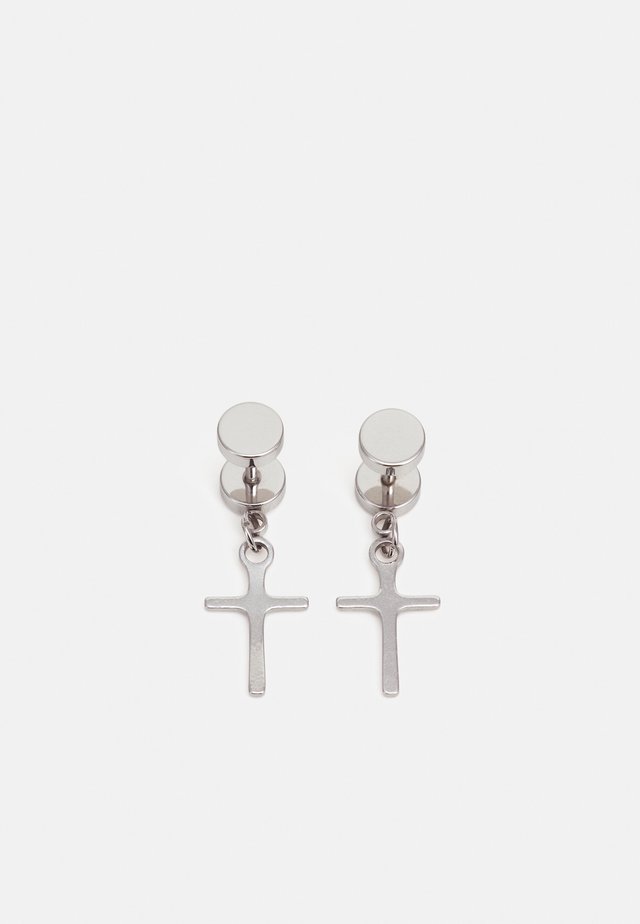 CROSS STUDS - Korvakorut - silver-coloured