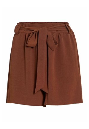 VILA, SHORTS VIRELLA HIGH WAIST - Šortky - potting soil