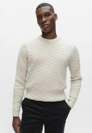 DAVE CABLE CREW NECK - Stickad tröja - light beige