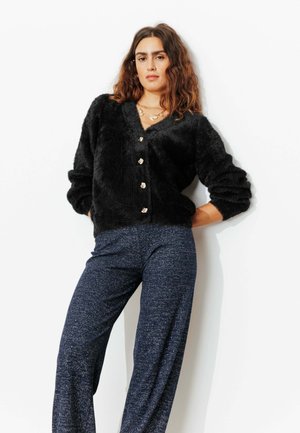 FLUFFY COL V - Gilet - noir