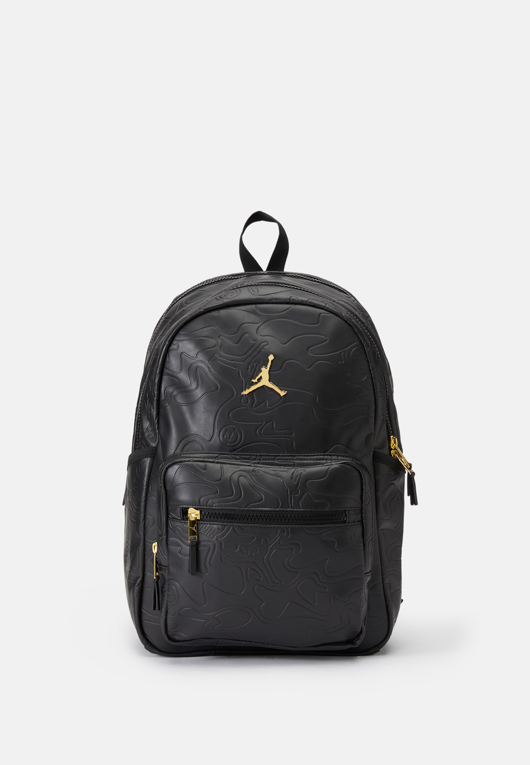 black leather jordan backpack with gold plate on front Jordan JAM TOPOGRAPHIC BACKPACK - Rucksack - black/gold-coloured/black