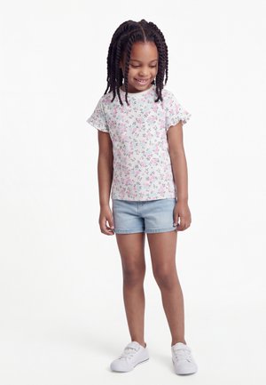 Friboo 5 PACK T-SHIRT WITH RUFFLE SLEEVE - Nyomott mintás póló - white/lilac/beige