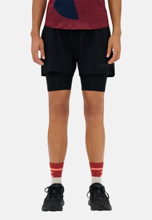 THE RUN SHORTS 2IN1 WOMEN - kurze Sporthose - black