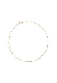Gouden ketting met kleine ronde schakels en gelijkmatig verspreide ronde accenten, met een veilige sluiting. Belangrijke kenmerken zijn het delicate ontwerp.
