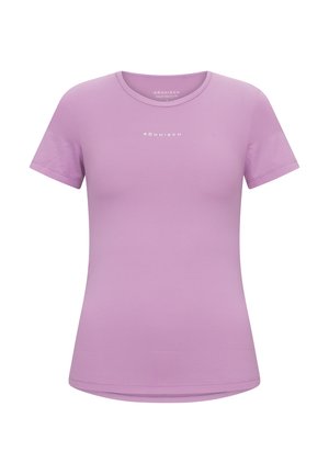 Lilas Kurzarm-T-Shirt mit strukturiertem Finish. Mit Rundhalsausschnitt und "Röhnisch"-Logo in der Mitte vorne.