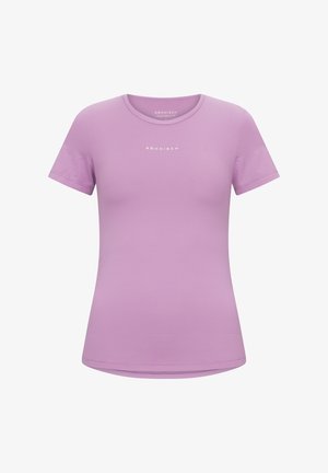Liliowa koszulka z krótkim rękawem o teksturowanym wykończeniu. Posiada okrągły dekolt oraz logo "Röhnisch" na środkowej części przodu.