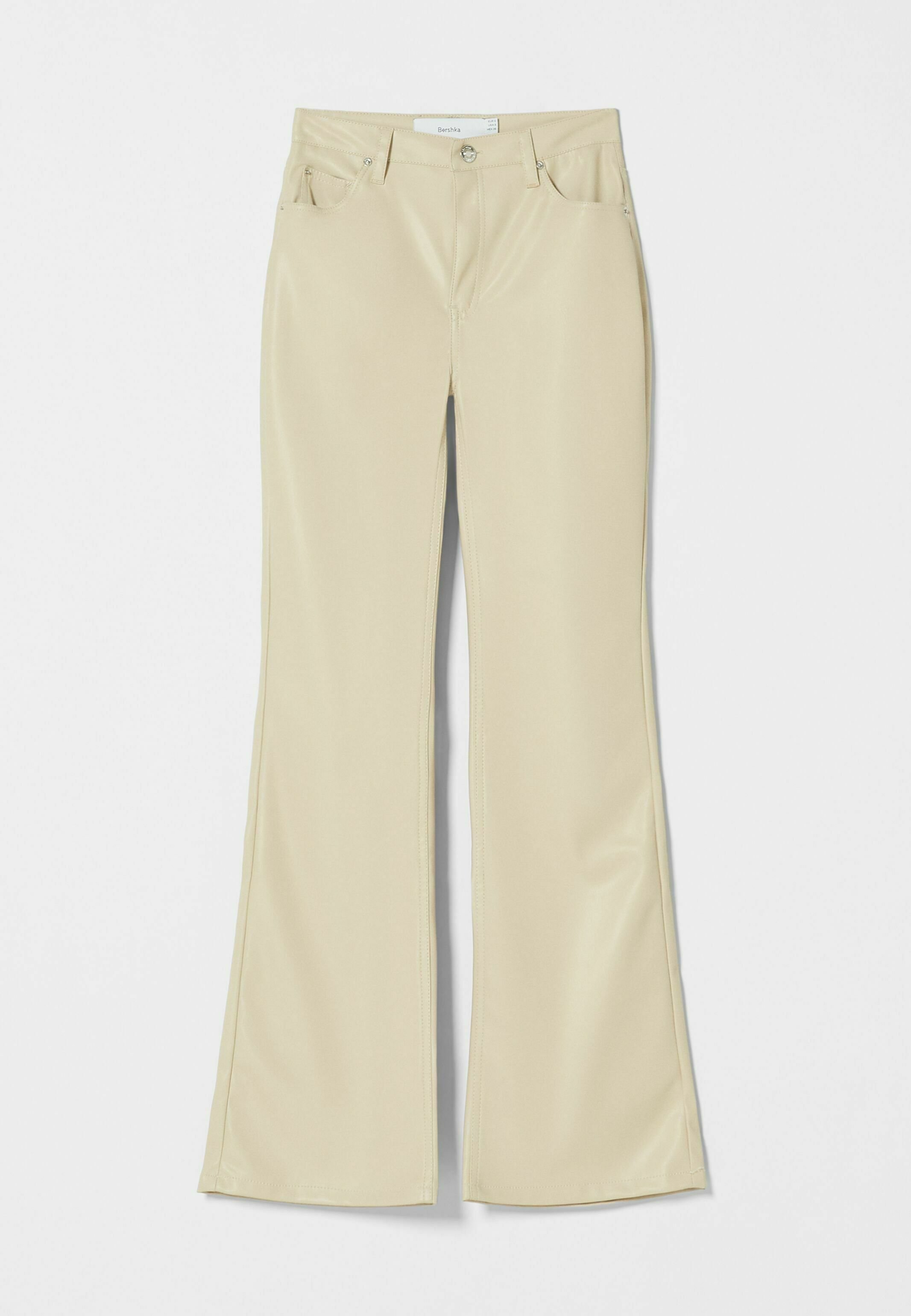 Bershka FLARE-FAUX LEATHER - Trousers 