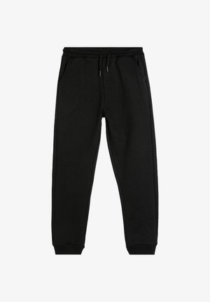 Schwarze Jogginghosen mit elastischem Bund, Kordelzug, Seitenentaschen und gerippten Bündchen.