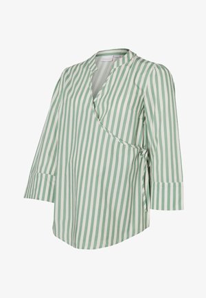 MAMALICIOUS, MLAGNES TESS 7/8 WO SHIRT 2F - Blúz - snow white stripes:basil stripes