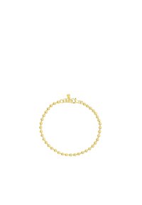 Pulsera de oro que presenta una serie de pequeñas cuentas redondas con una textura suave. Diseñada con un cierre seguro para su cierre.