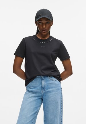 STUD DETAIL - T-shirts - black