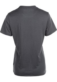 Grijze T-shirt met korte mouwen, voorzien van een ronde kraag en een gladde textuur, met een rechte snit en zonder zichtbare graphics of patronen.