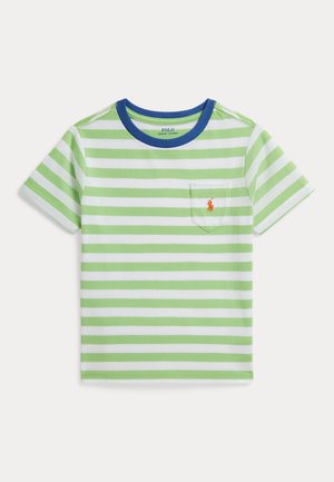 Polo Ralph Lauren STRIPED COTTON JERSEY POCKET TEE - T-shirts med print - lime/white