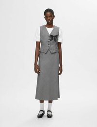 Selected Femme MIDIROCK ELEGANTER - Áčková sukně - grey melange