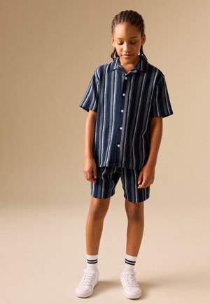 Next, REGULAR FIT - SHORT SLEEVE TEXTURED STRIPE SET   - Shorts - navy white