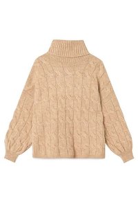 Maglione a collo alto in cima beige lavorato a maglia con un fit rilassato, dotato di polsini e orlo a coste e un motivo testurizzato su tutta la stoffa.