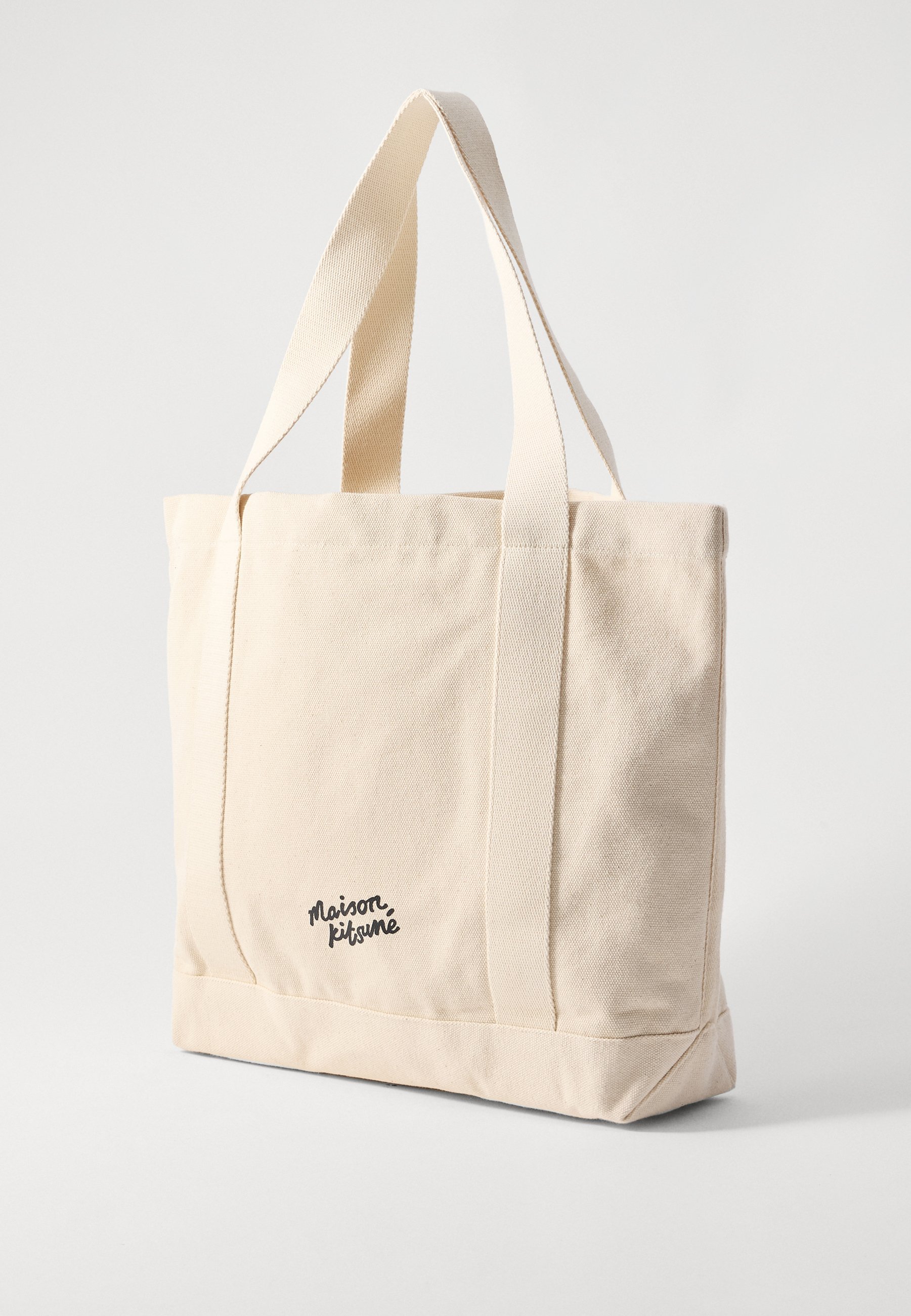 ★MAISON KITSUNE★ Fox Head Tote Bag Ecru LW05101WW0050P700 Maison Kitsuné - Fox Head Canvas tote bag Ecru - The Corner