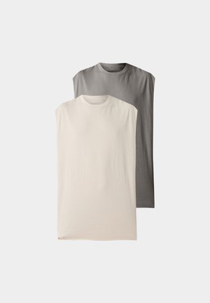YOURTURN, OVERSIZED FIT TANK - Μπλούζα - grey melange/sand