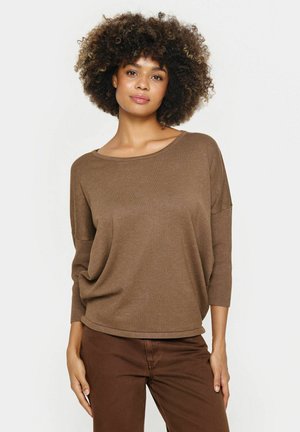 MILASZ R-NECK - Stickad tröja - shitake melange