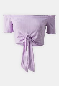 OFF SHOULDER WITH FRONT KNOT  - Camiseta estampada - purple