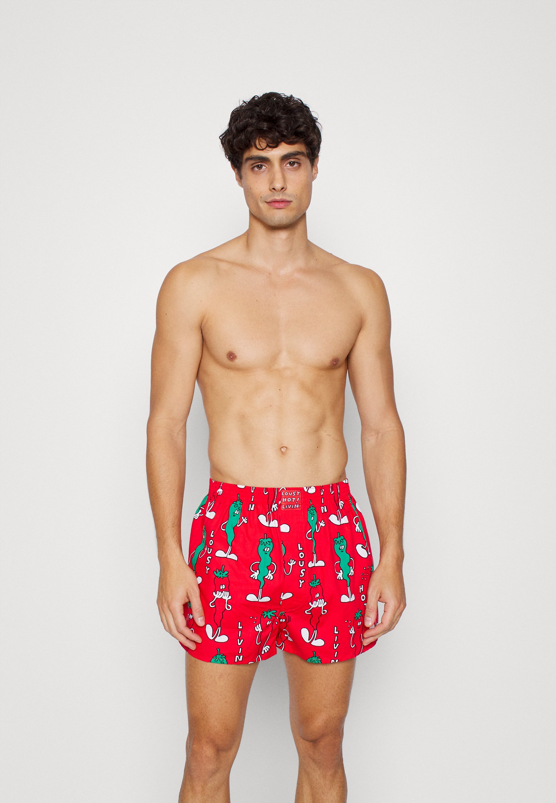 red boxer shorts