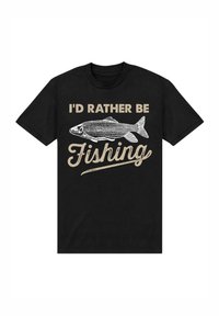 Henry Tiger FATHERS DAY - RATHER BE FISHING - Camiseta estampada - black