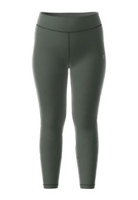 Olijfgroene leggings met een zachte textuur, hoge taille en platte naden. Voorzien van een subtiele logo op het been en de enkels.