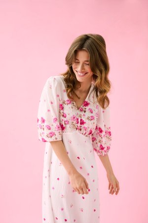 Kaffe, KAROSINE LONG DRESS - Robe longue - white rose border flower