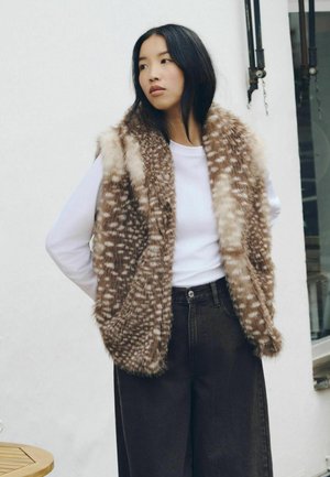 Next, FUR GILET COVER-UP - Waistcoat - brown white deer
