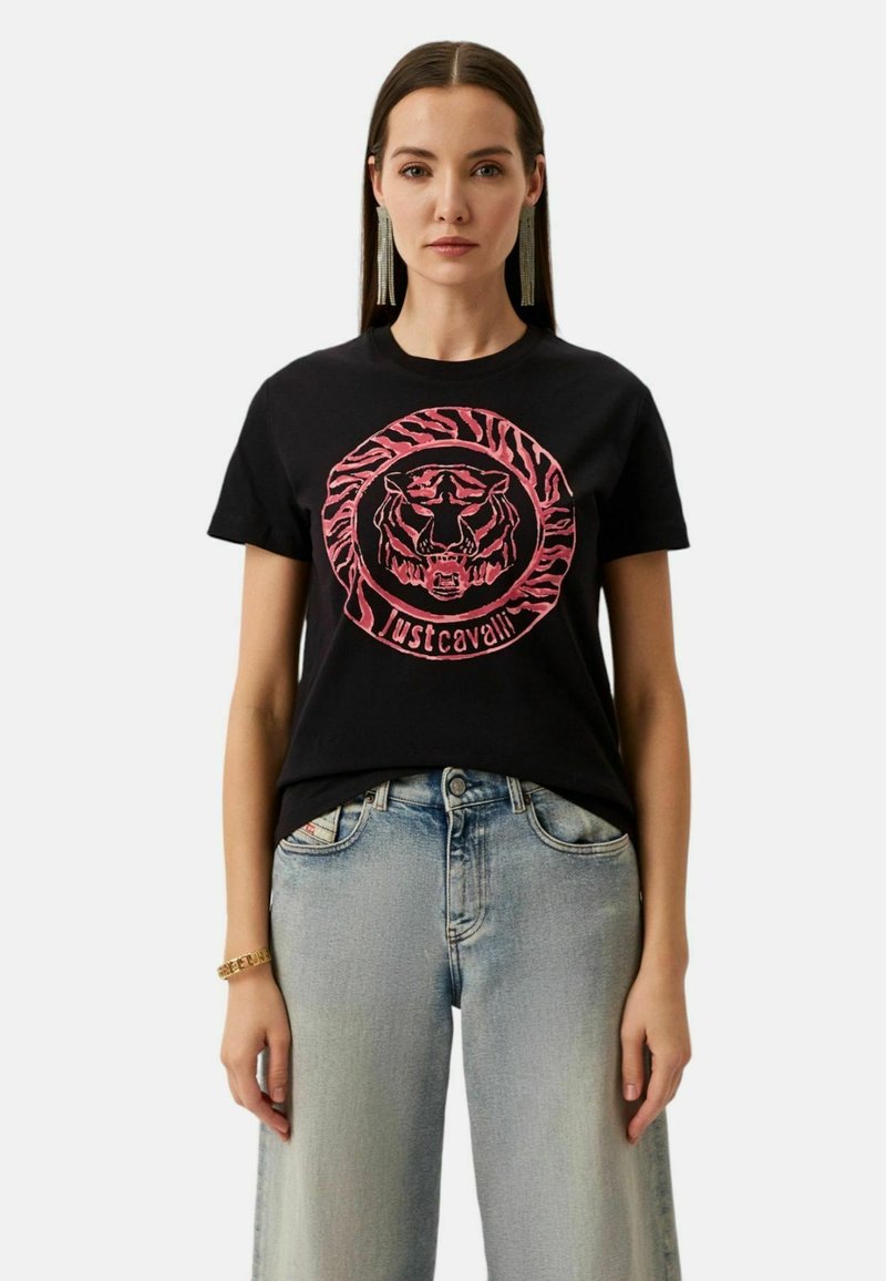 Just Cavalli T-shirt print zwart